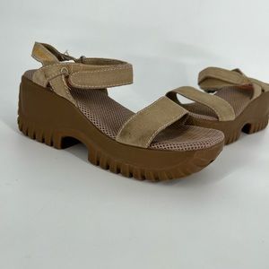 Vintage Rocket Dog Chunky Rubber Platform Suede Ankle Strap Sandals